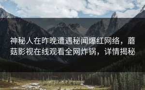 神秘人在昨晚遭遇秘闻爆红网络，蘑菇影视在线观看全网炸锅，详情揭秘