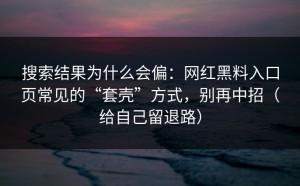 搜索结果为什么会偏：网红黑料入口页常见的“套壳”方式，别再中招（给自己留退路）