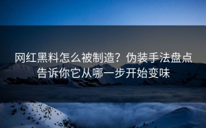网红黑料怎么被制造？伪装手法盘点告诉你它从哪一步开始变味