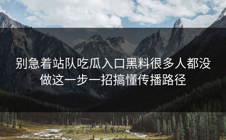 别急着站队吃瓜入口黑料很多人都没做这一步一招搞懂传播路径